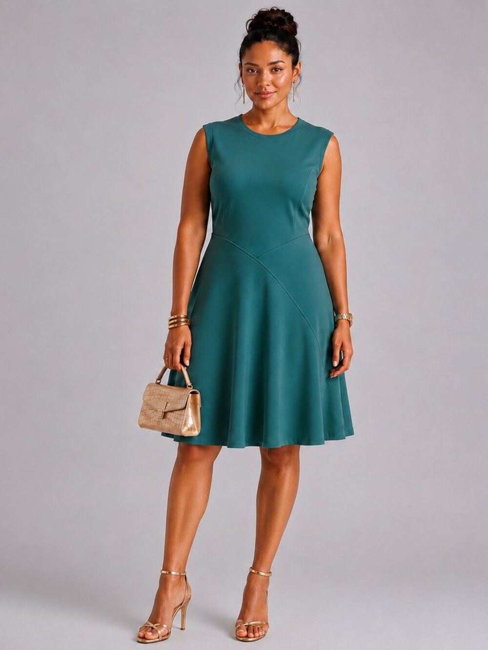 New With Tags Calvin Klein Women’s Teal Fit & Flare Dress Size 16W.